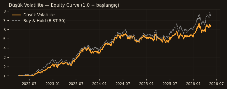 Düşük Volatilite equity curve
