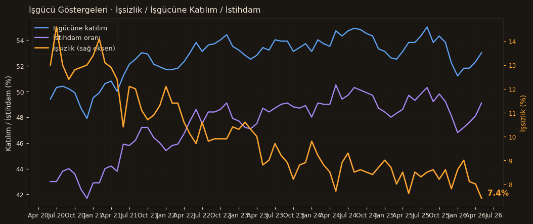 İşgücü Göstergeleri · İşsizlik / Katılım / İstihdam